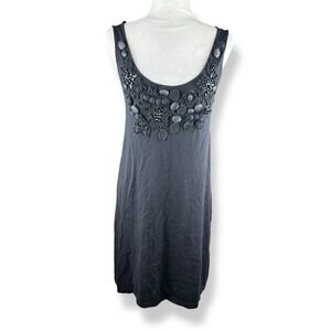 Gracia Embellished Black Sleeveless Dress Womens Size Small Knit Cocktail Beaded